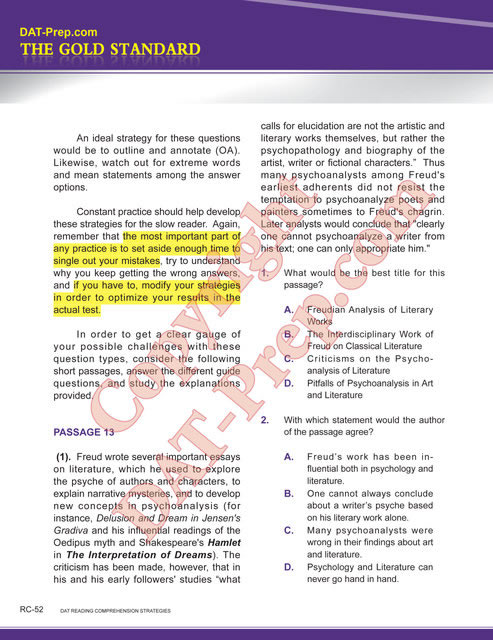 dental admission test essay